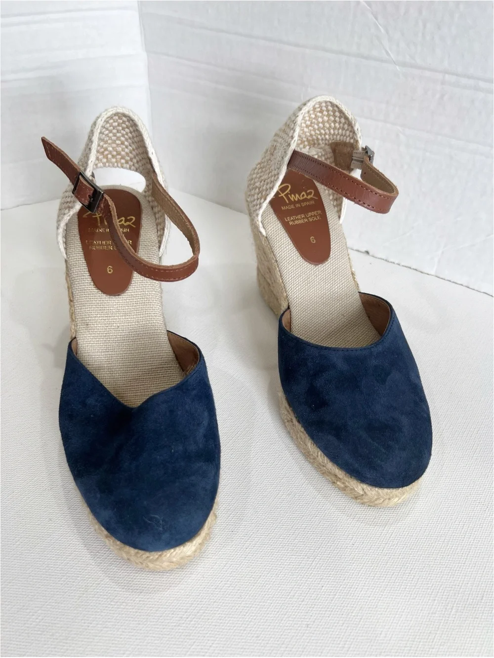 Anthropologie Pima 2 Navy Espadrille Wedge with Ankle Strap